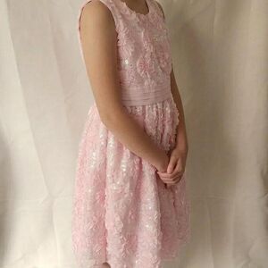 American Princess Pink 3D Rosette & Sequin Party Dress Size 14